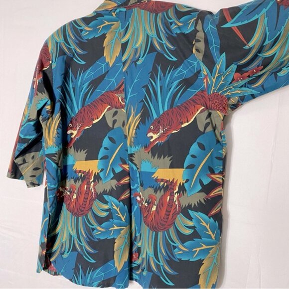 Vintage Handmade Jungle Cat Print Open Front Light Jacket Blazer XL - Picture 13 of 15